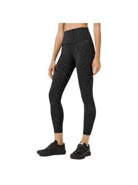 Lululemon Wunder Under Leggings Black Camo Print High Rise 25 Size 8